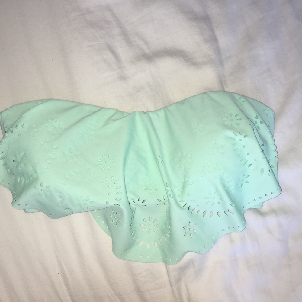 Mint green bandeau top with ruffle